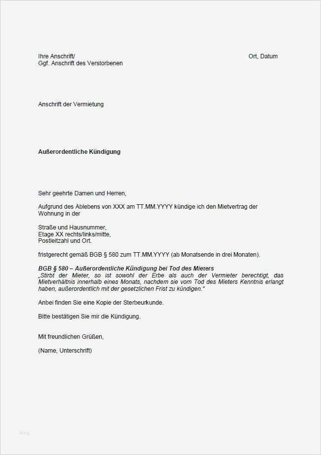 Bürgschaft Miete Vorlage Erstaunlich Mietvertrag Kündigung Vorlage Schweiz Kündigung Vorlage