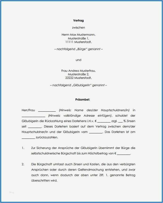 Bürgschaft Wohnung Vorlage Süß Niedlich Vorlage Für Die Bürgschaftsvereinbarung