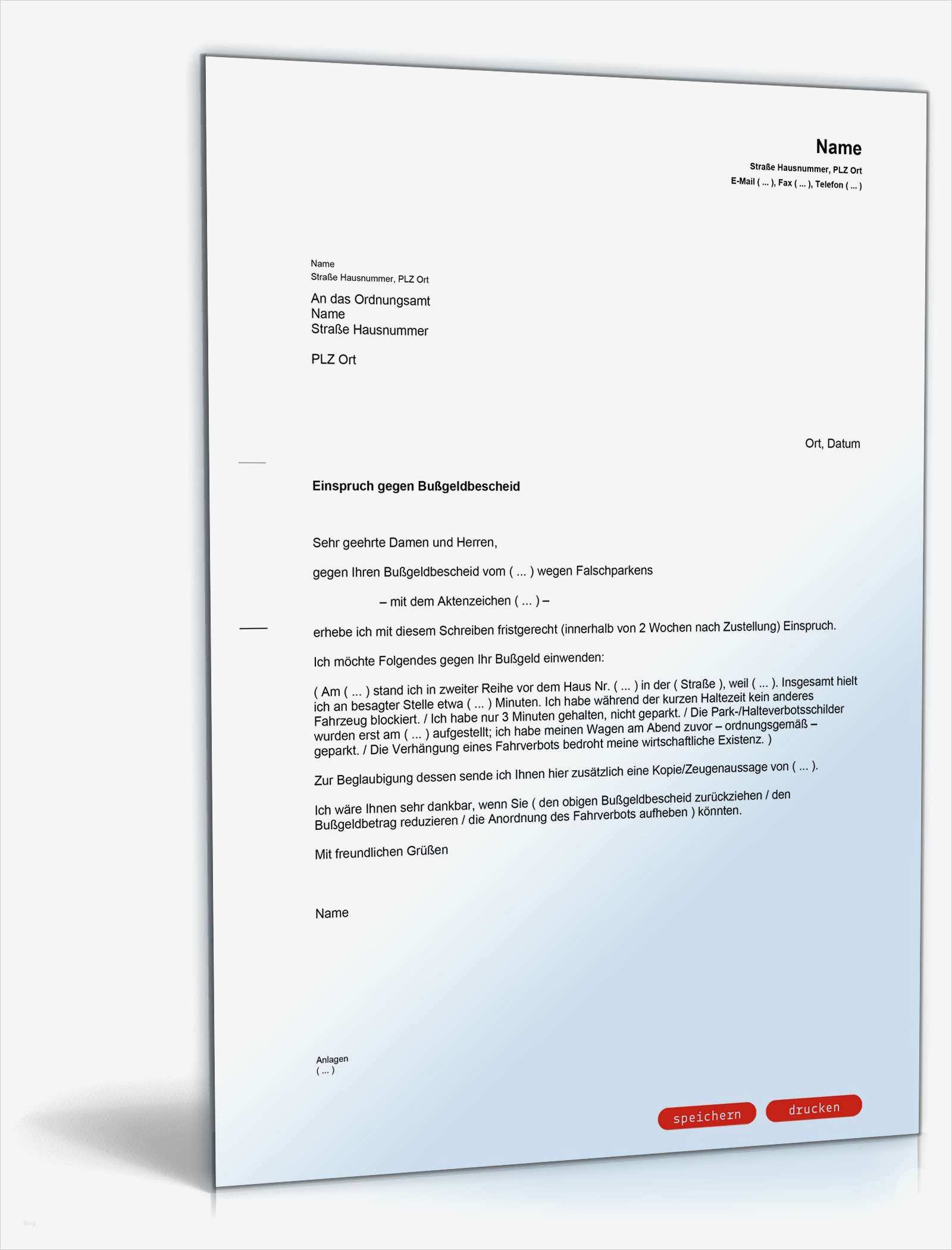 Bußgeld Einspruch Vorlage Schönste Einspruch Bußgeldbescheid Widerrechtliches Parken