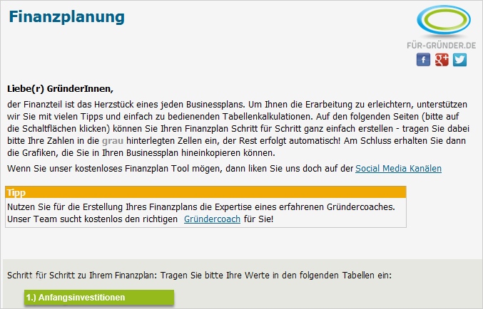 Businessplan Vorlage Excel Inspiration Finanzplan Erstellen Mit Dem Kostenfreien Finanzplan tool