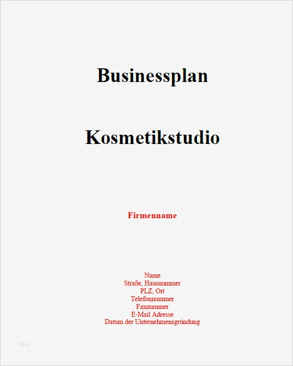 Businessplan Vorlage Pdf Erstaunlich Businessplan Kosmetikstudio Vorlage Zum Download