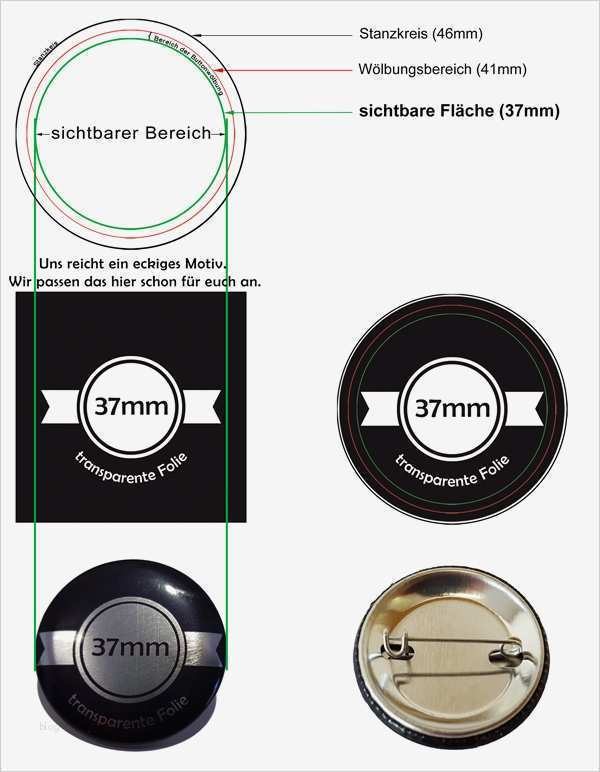Buttonpapier Vorlage Beste 37mm "silber" buttons Bestellen Mit Nadel Versandkostenfrei