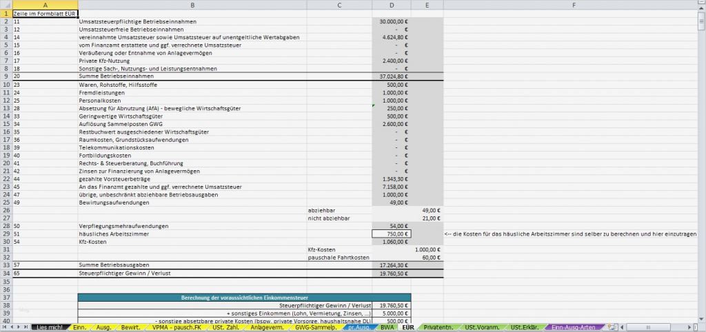 Bwa Kleinunternehmer Vorlage Hübsch Excel Vorlage Einnahmenüberschussrechnung EÜr 2013