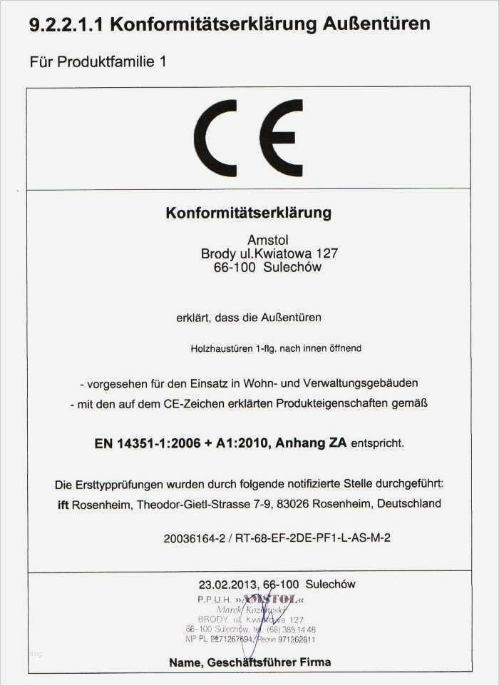 Ce Konformitätserklärung Vorlage Schön Tischlerei Amstol