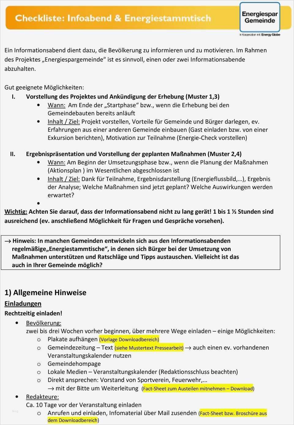 Checkliste Für Veranstaltungen Vorlage Einzigartig Checkliste Infoabend & Energiestammtisch Pdf