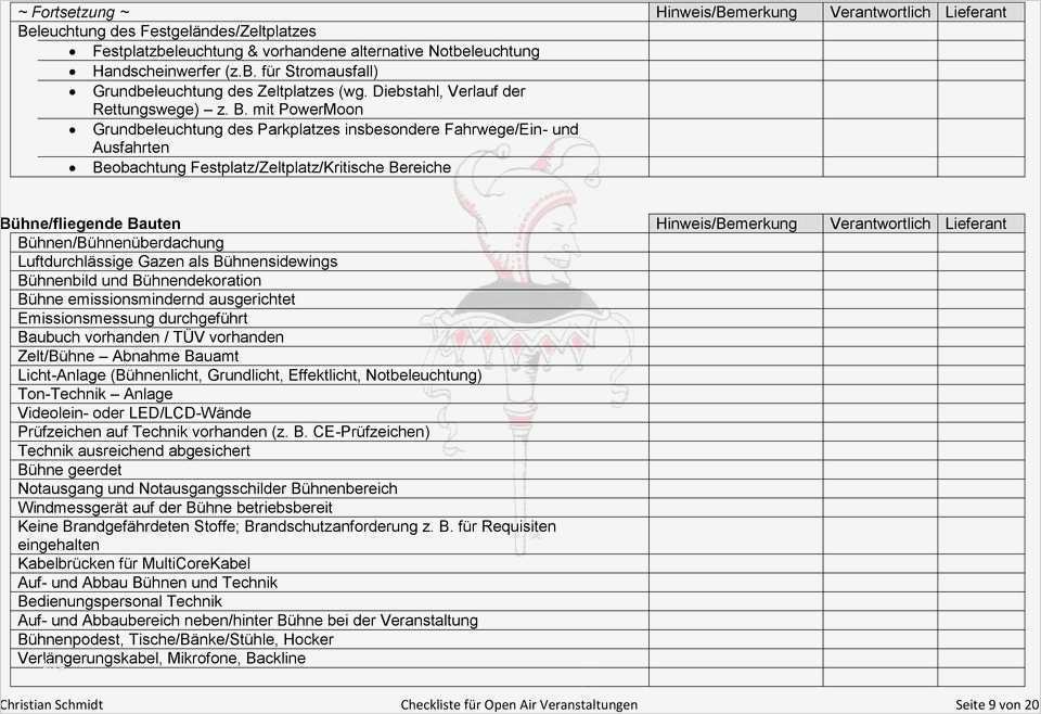 Checkliste Für Veranstaltungen Vorlage Elegant Checkliste Für Open Air Veranstaltungen Pdf