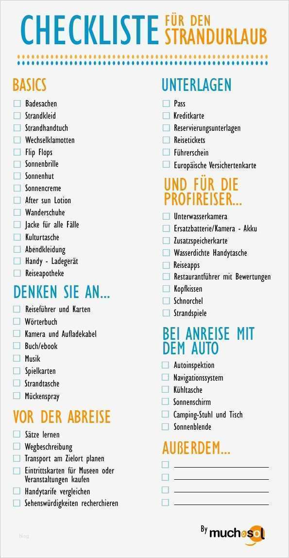 Checkliste Für Veranstaltungen Vorlage Schönste Checkliste Für Den Strandurlaub Printables