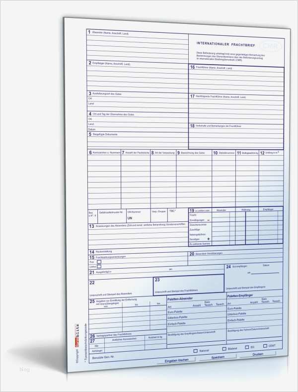 Cmr Frachtbrief Vorlage Erstaunlich Internationaler Frachtbrief Cmr