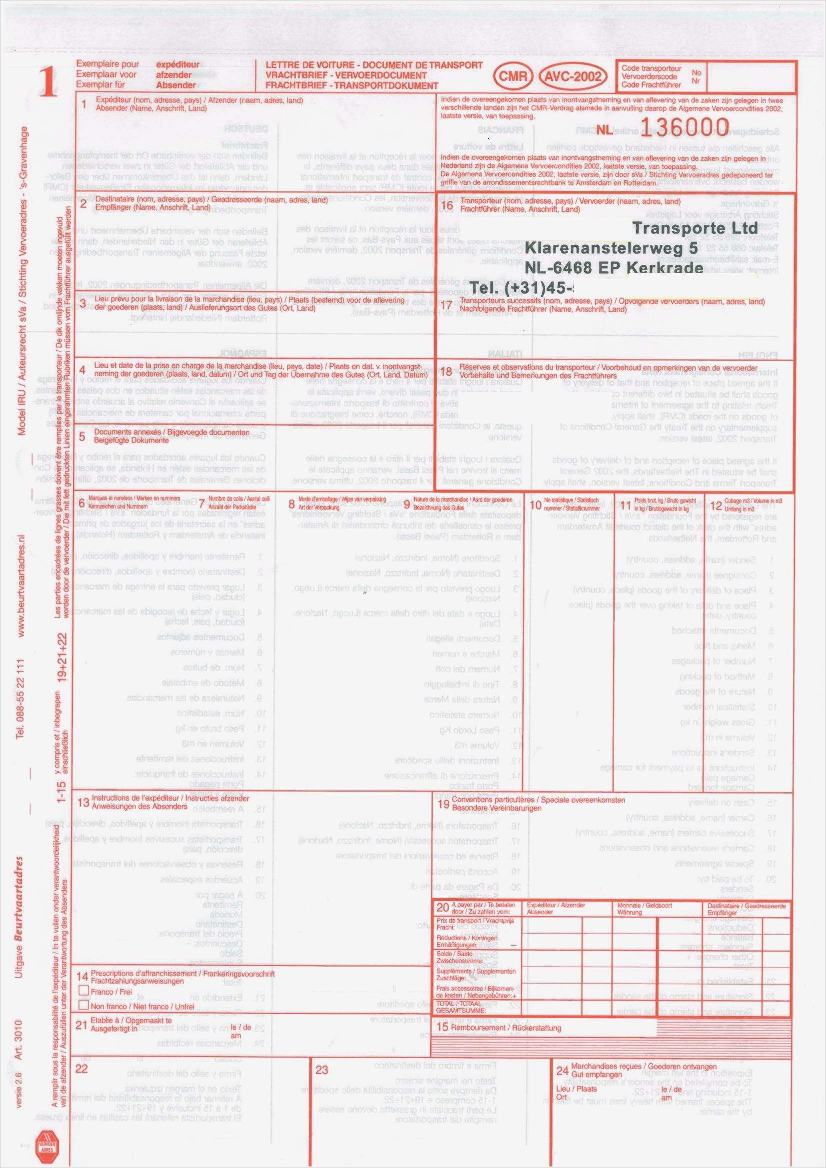 Cmr Vorlage Best Of Cmr Frachtbrief Cmr Frachtbrief Einebinsenweisheit