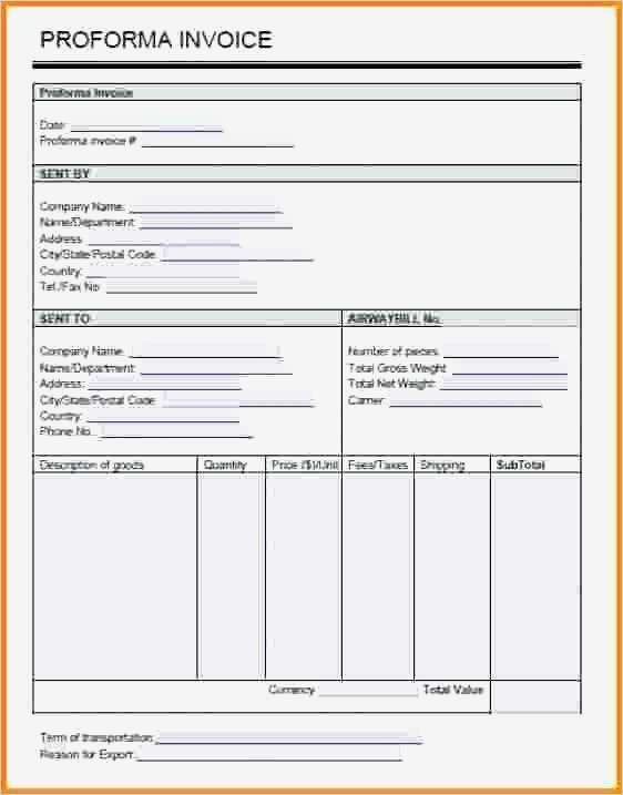 Commercial Invoice Vorlage Best Of Against Proforma Invoice Proforma Invoice Example In Word
