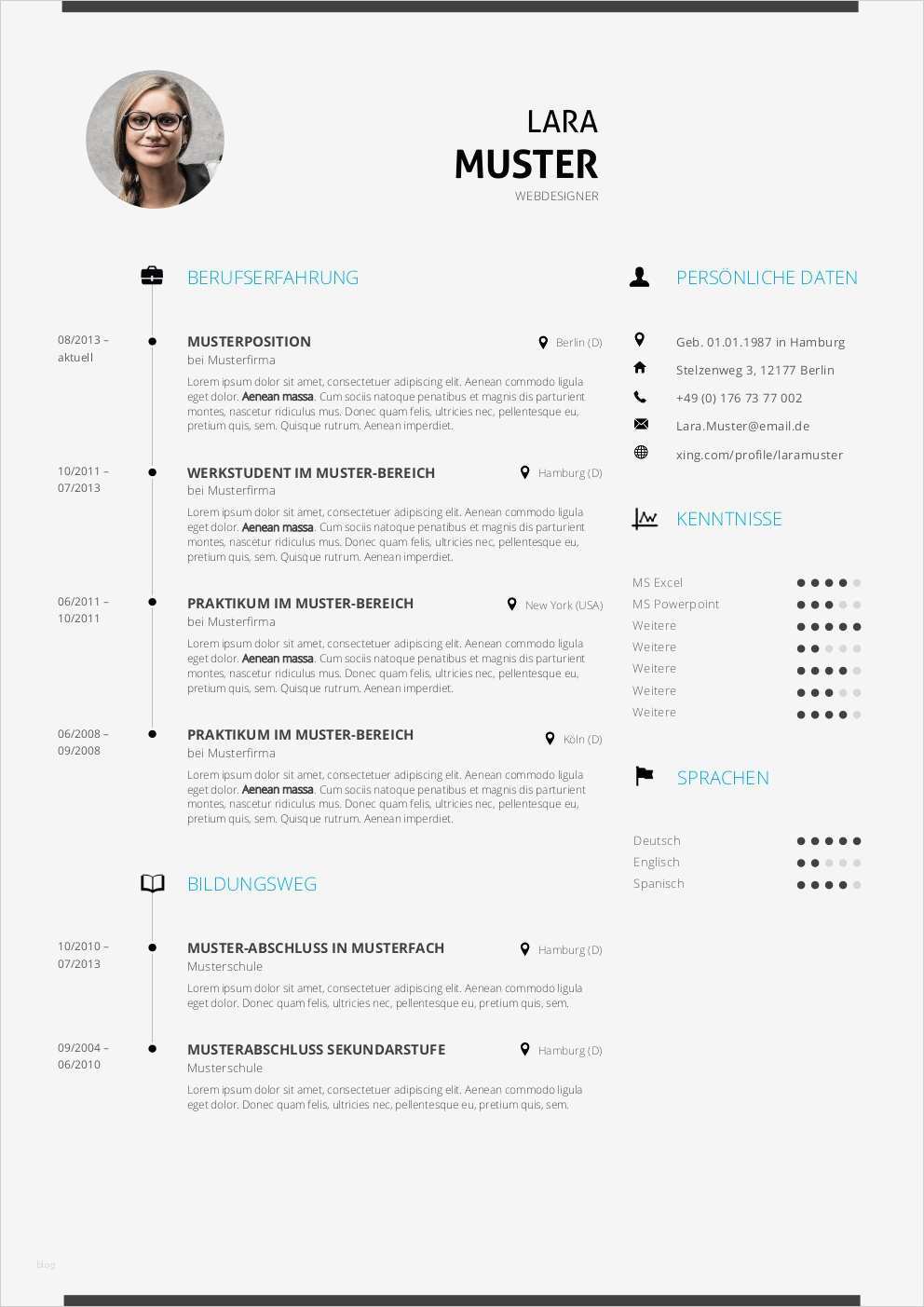 Cv Vorlage Genial 77 Lebenslauf Muster & Vorlagen Kostenlos Zum Download