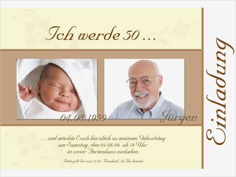 Dankeskarte Geburtstag Vorlage Bewundernswert Einladung 50 Geburtstag Fotokarte 10x15 Cm Braun Creme