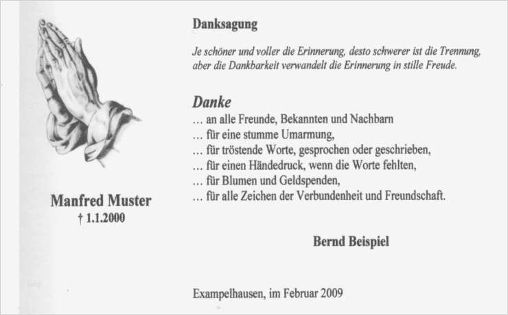 Danksagungskarte Schattenrand Dürers betende Hände Trauer