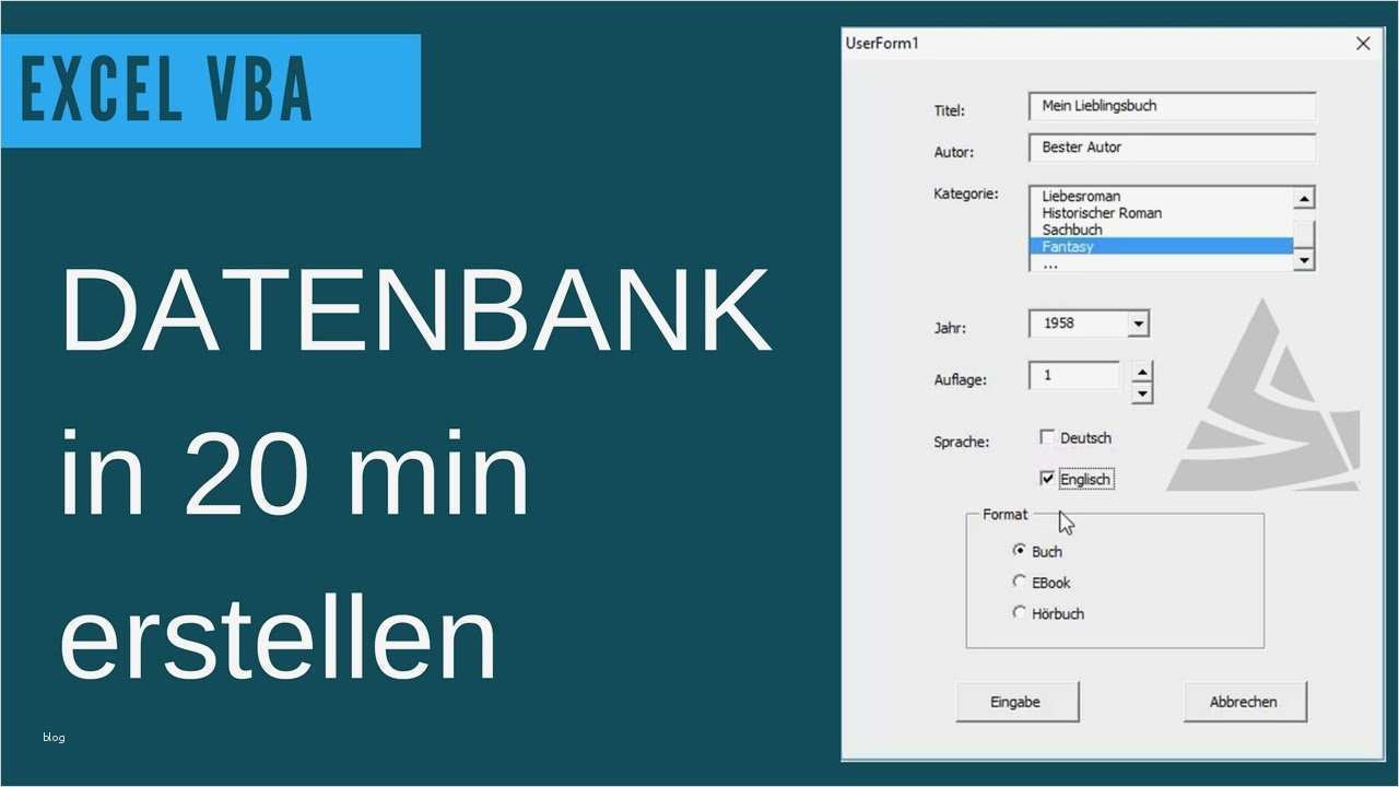 Datenbank Mit Excel Erstellen Vorlage Schön Excel Vba Datenbank Erstellen Userform Grundlagen