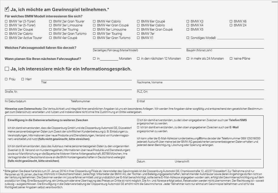 Datenschutz Gewinnspiel Vorlage Elegant Bmw Jahresstart 2016 Bmw X1 Leasingangebot Und