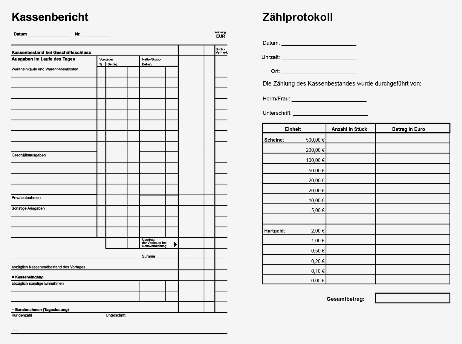 Datenschutzerklärung Vorlage Download Hübsch Muster Kassenbericht Zählprotokoll Pdf Vorlage