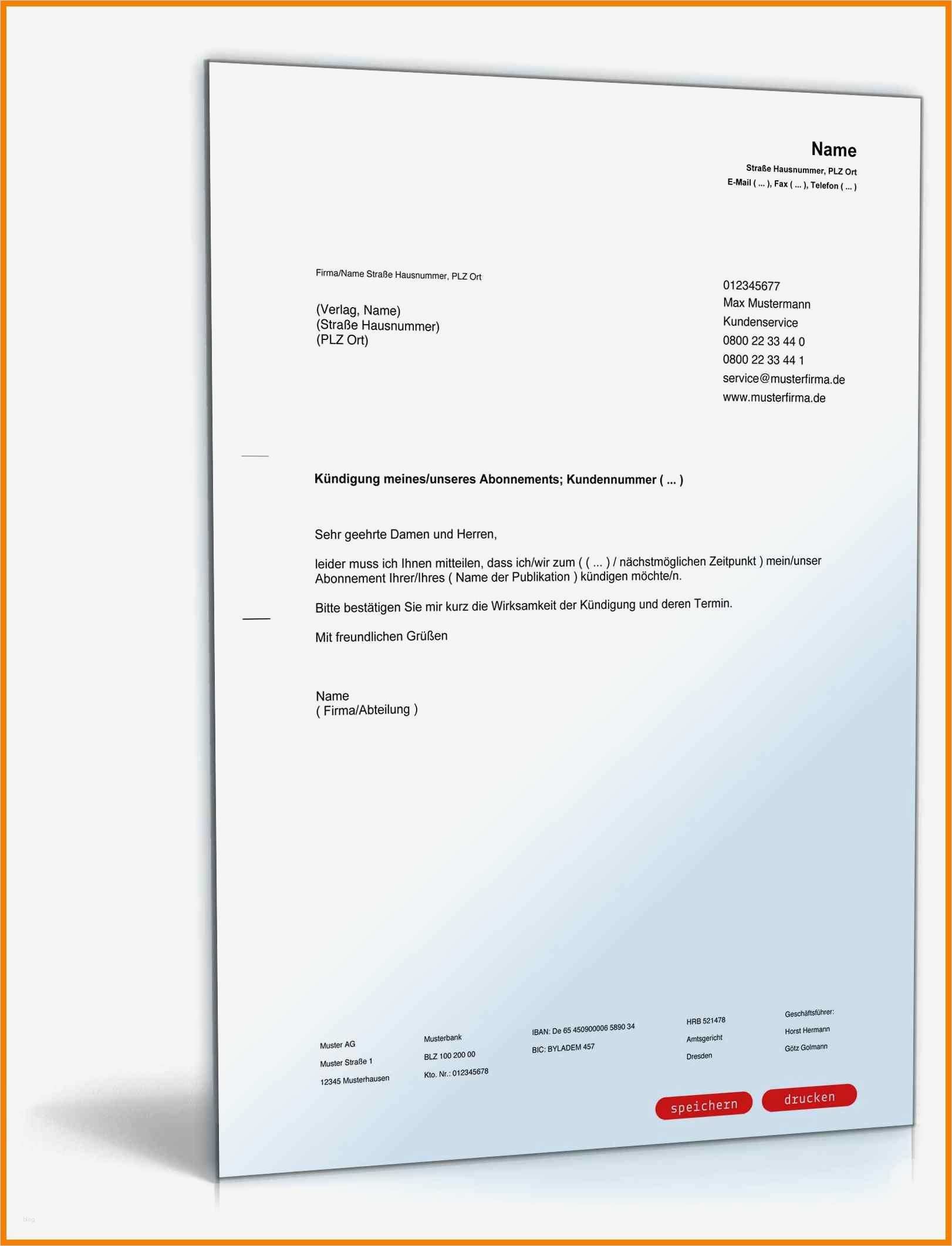 Db Abo Kündigen Vorlage Luxus 15 Vorlage Kündigung Abo