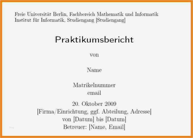 Deckblatt Praktikumsbericht Vorlage Inspiration 5 Praktikumsbericht Vorlage