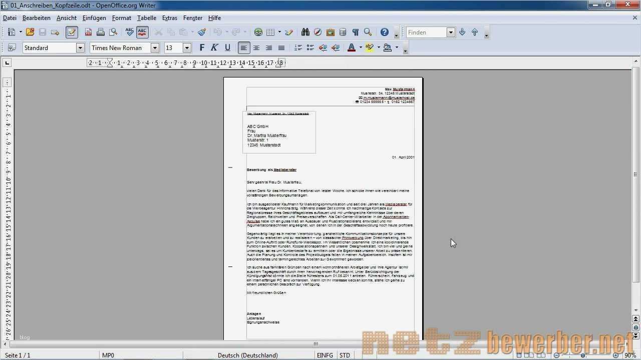 Deckblatt Vorlage Openoffice Inspiration Anschreiben In Open Fice