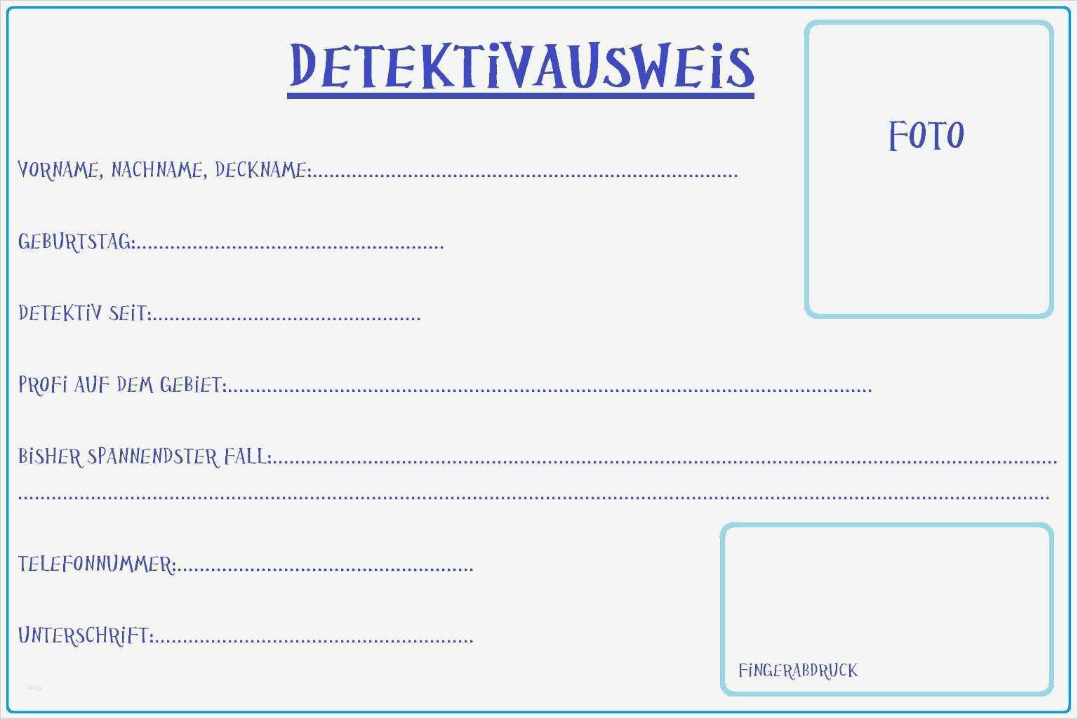 Detektivausweis Vorlage Fabelhaft Detektivausweis Vorlage Pdf