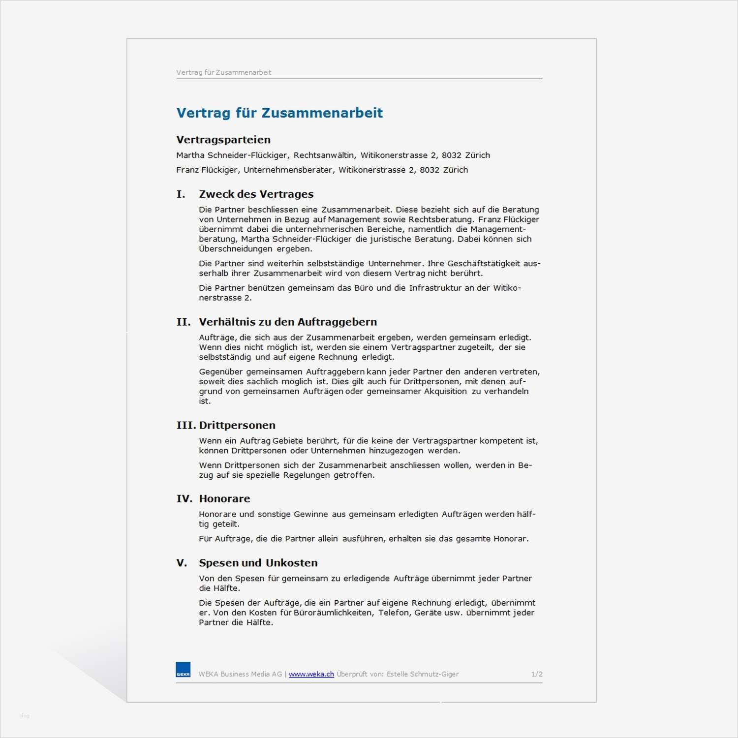 Dienstleistungsvertrag Muster Vorlage Fabelhaft Muster Zusammenarbeitsvertrag