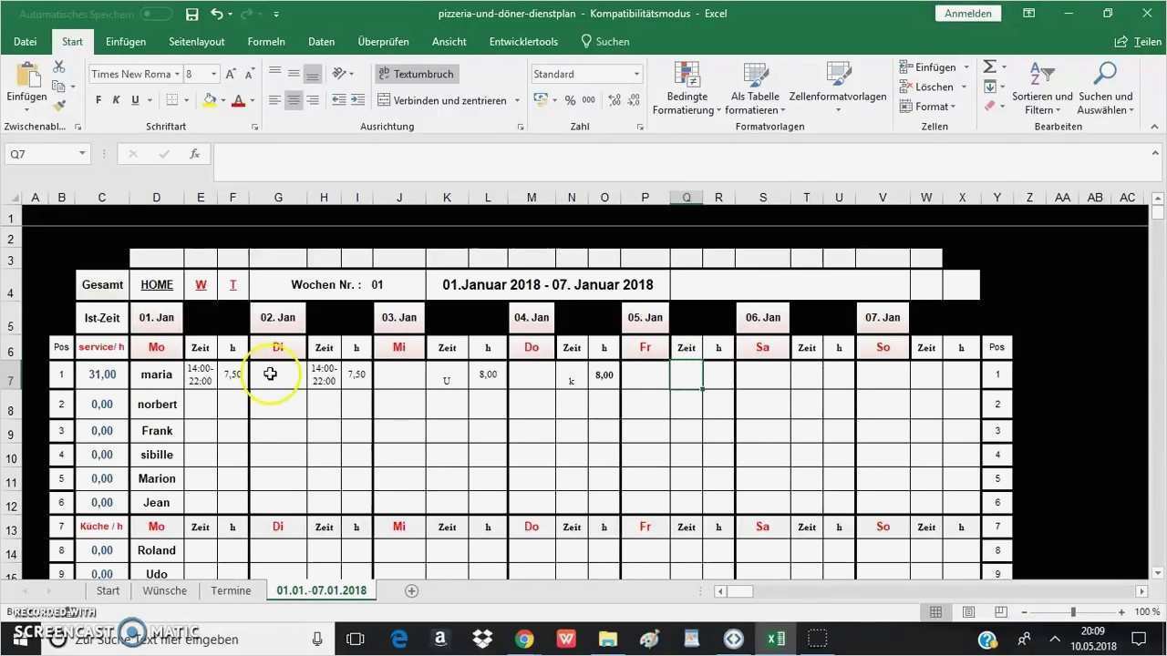 Dienstplan Excel Kostenlos Vorlage Fabelhaft Pizzeria Nstplan Vorlage Kostenlos Excel