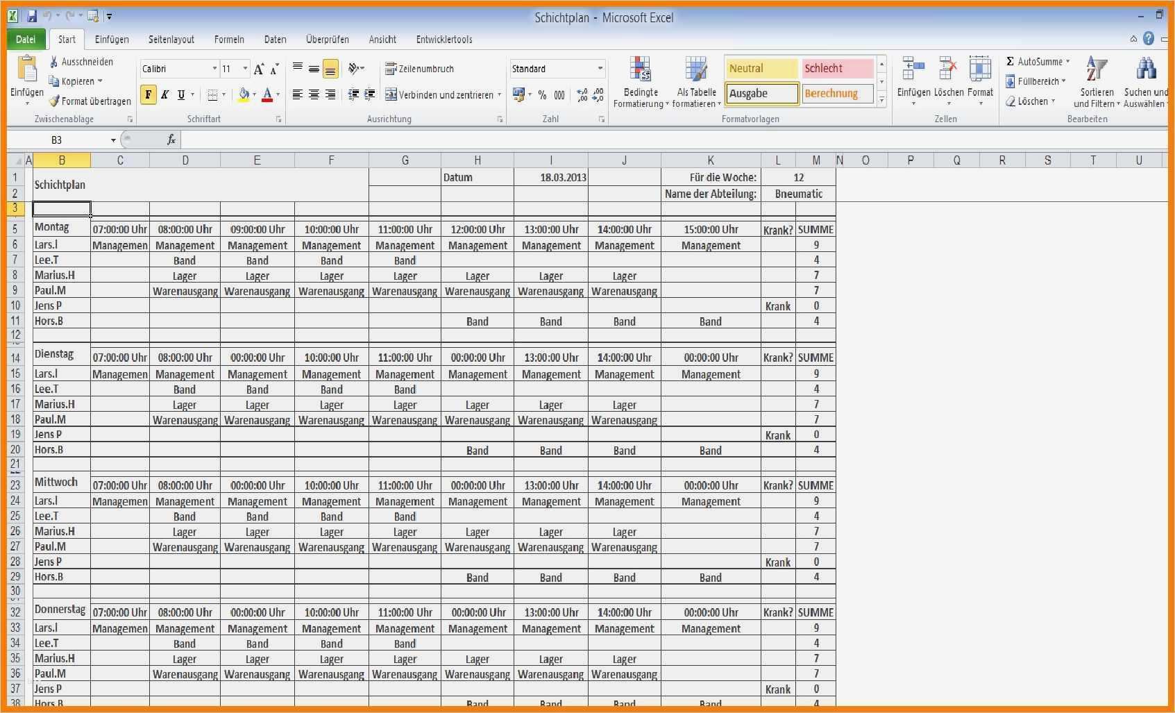 Dienstplan Vorlage Excel Fabelhaft 9 Excel Schichtplan Vorlage