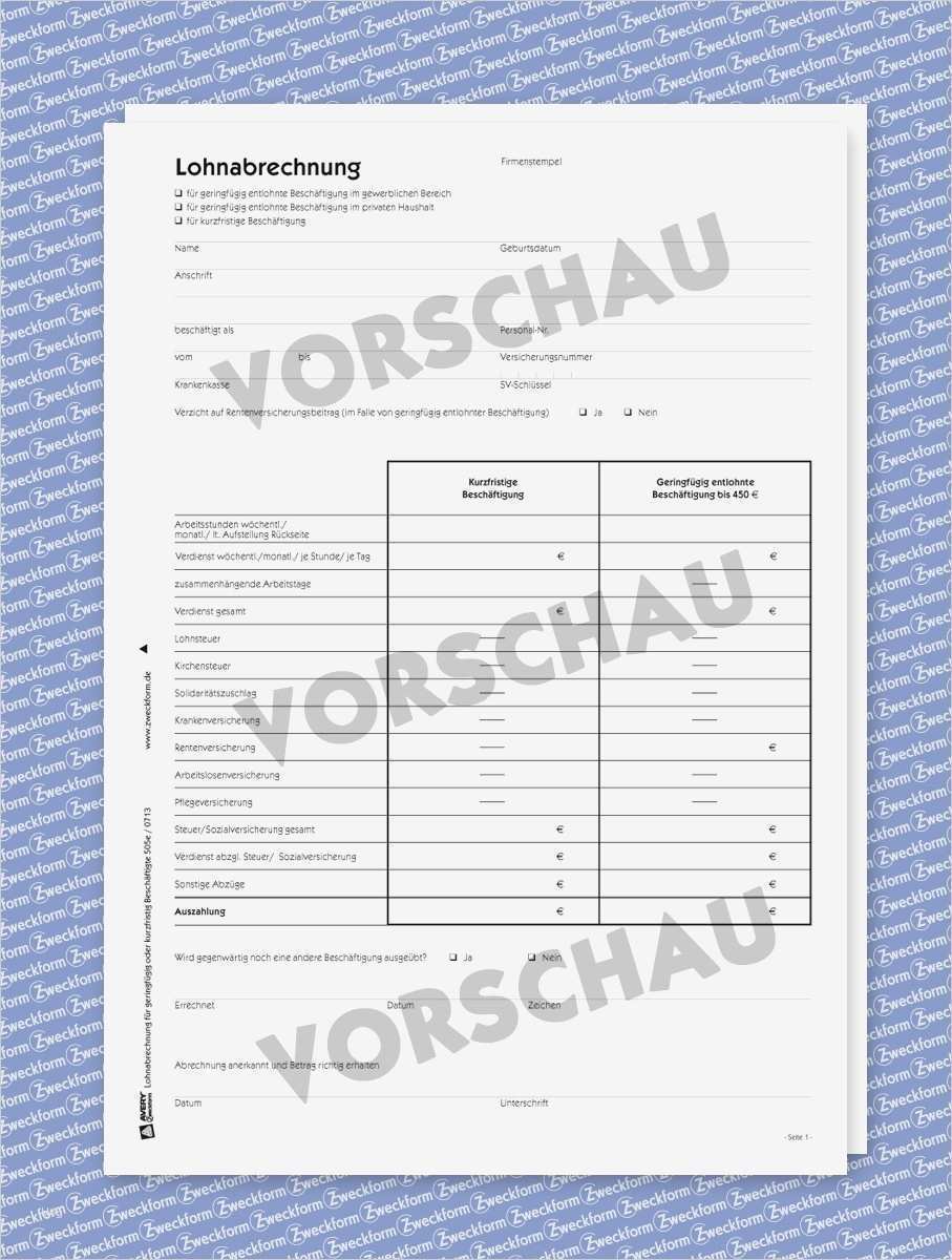 Dokumentation Minijob Vorlage Best Of Muster Lohnabrechnungen Für Geringfügig Ver Ndende
