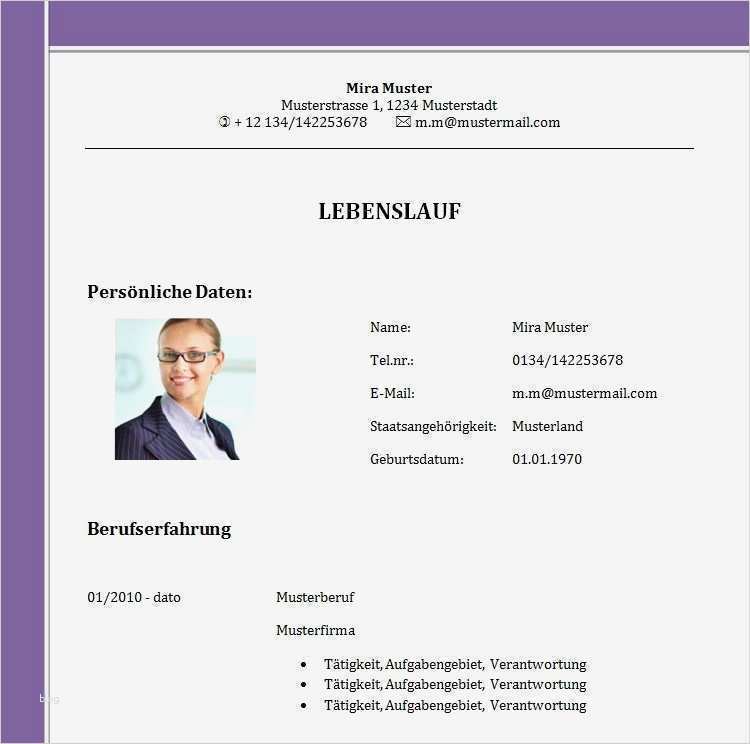 Download Lebenslauf Vorlage Erstaunlich Lebenslauf Vorlage Zum Download