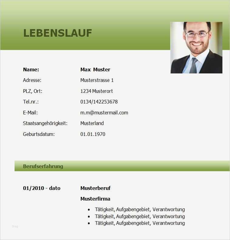 Lebenslauf Vorlage zum Download