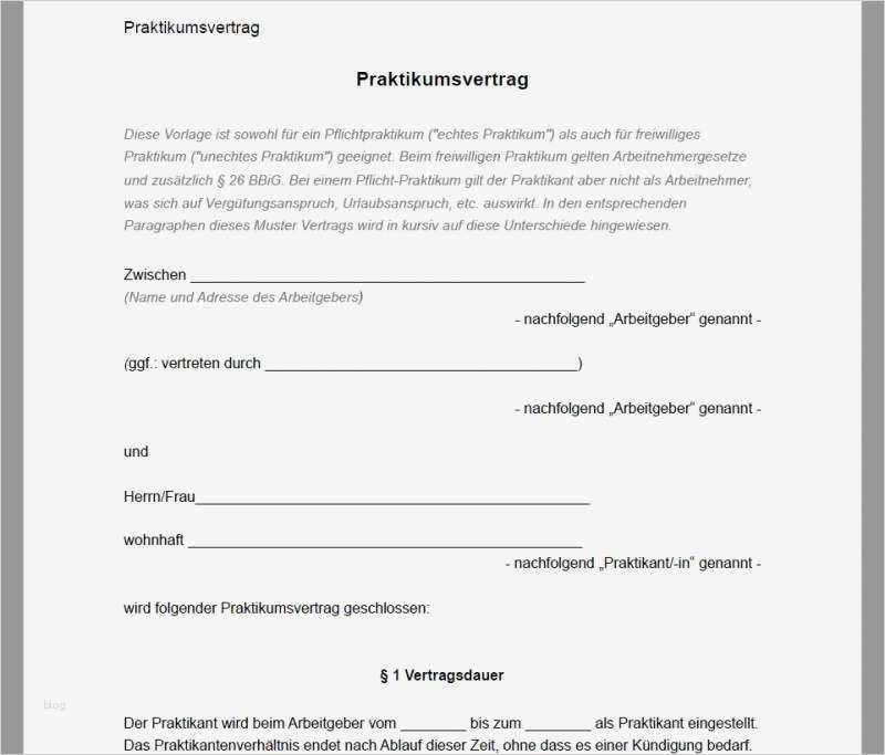 Einfacher Praktikumsvertrag Vorlage Großartig Praktikumsvertrag Vorlage Download