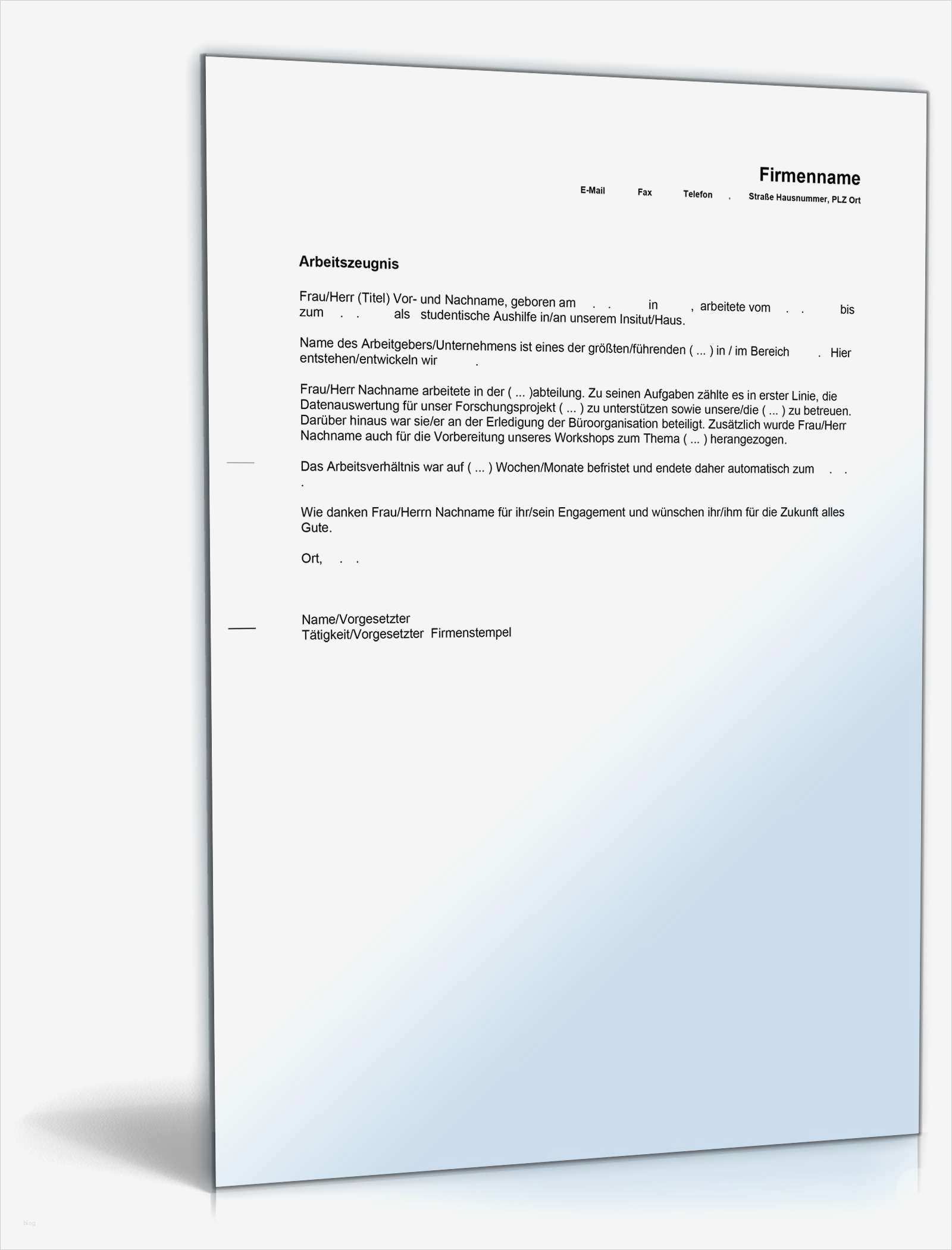 Einfaches Arbeitszeugnis Vorlage Beste Einfaches Arbeitszeugnis Studentische Hilfskräfte