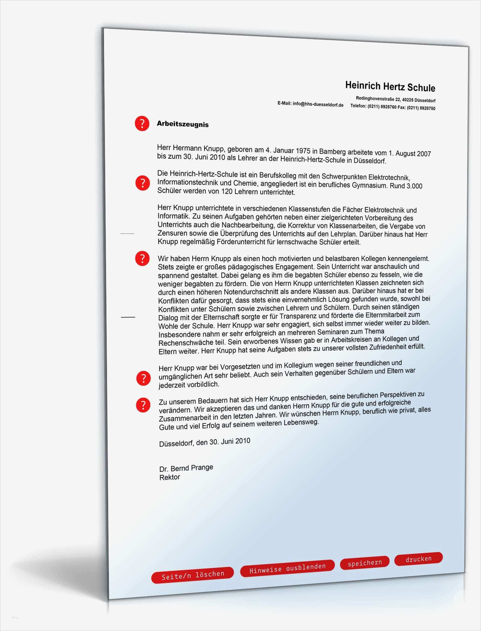 Einfaches Arbeitszeugnis Vorlage Kostenlos Inspiration Arbeitszeugnis Lehrer Note Eins