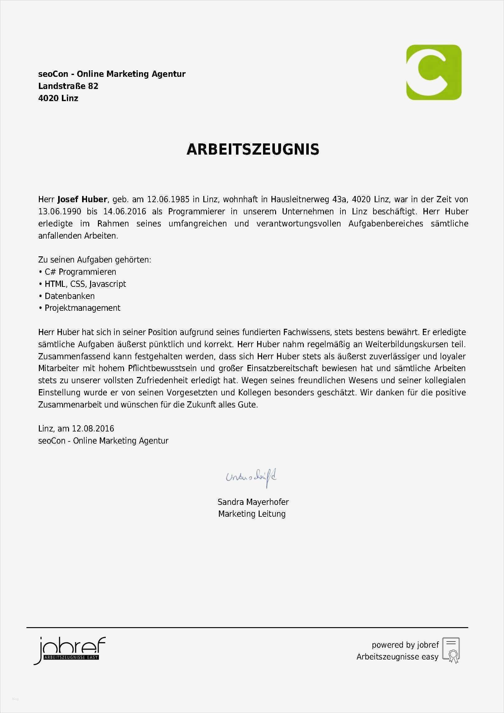 Einfaches Arbeitszeugnis Vorlage Kostenlos Schönste Jobref Arbeitszeugnisse Easy