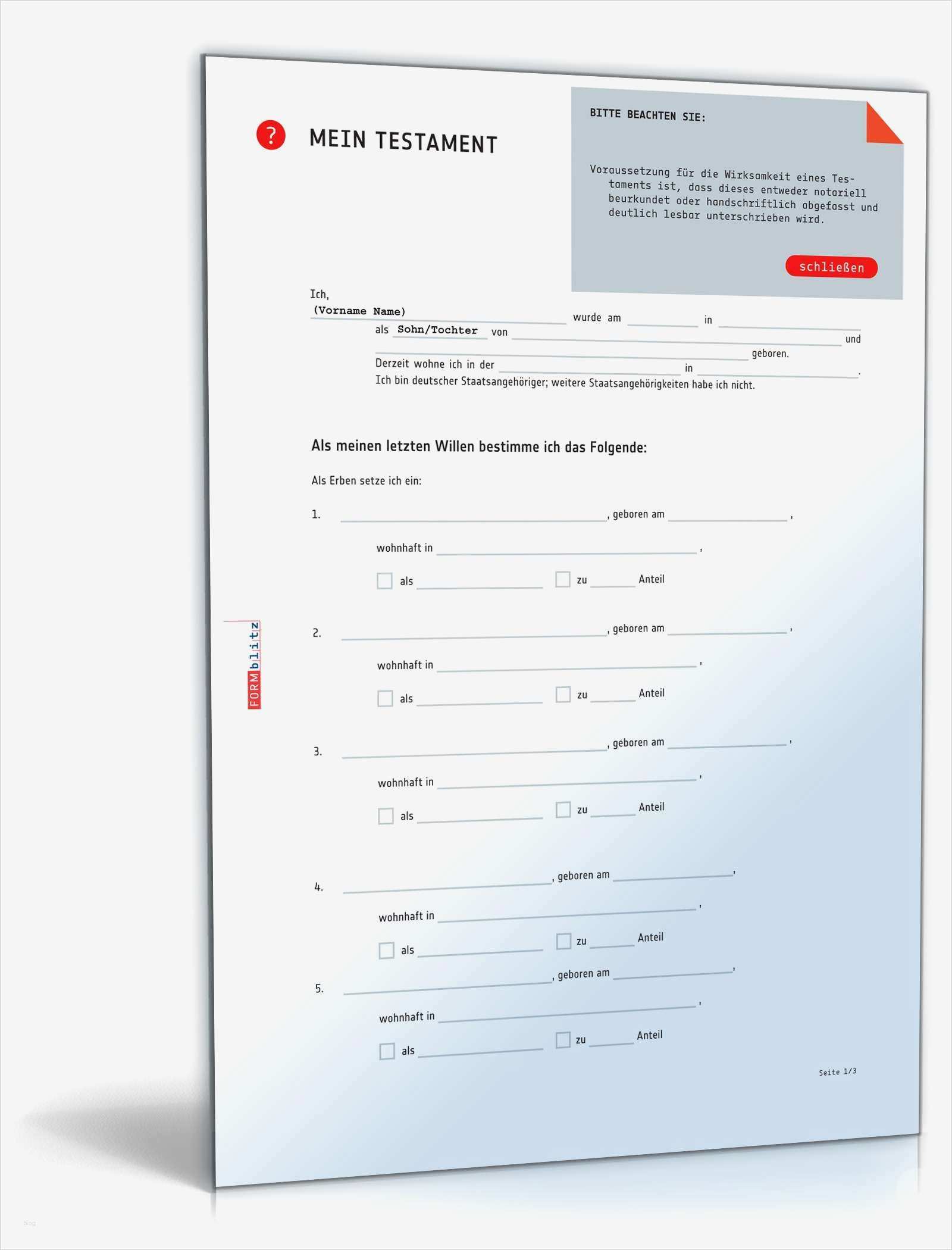 Einfaches Testament Vorlage Erstaunlich Einfaches Testament Mit Enterbung Und Pflichtteilsentzug