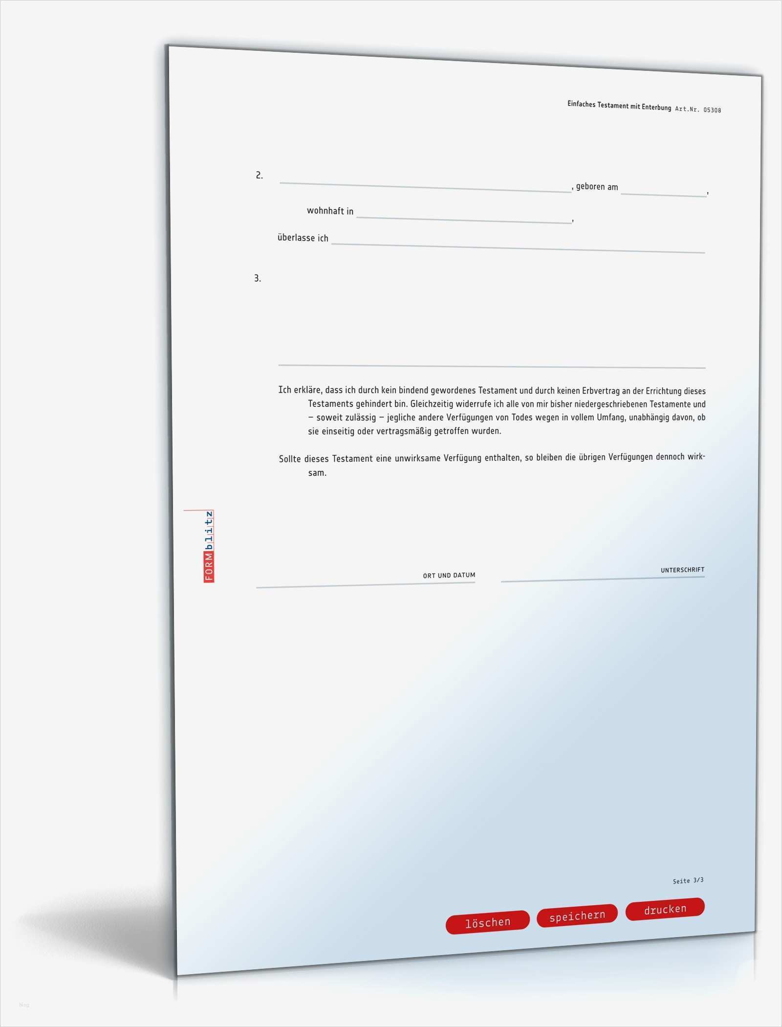 Einfaches Testament Vorlage Inspiration Einfaches Testament Mit Enterbung Und Pflichtteilsentzug