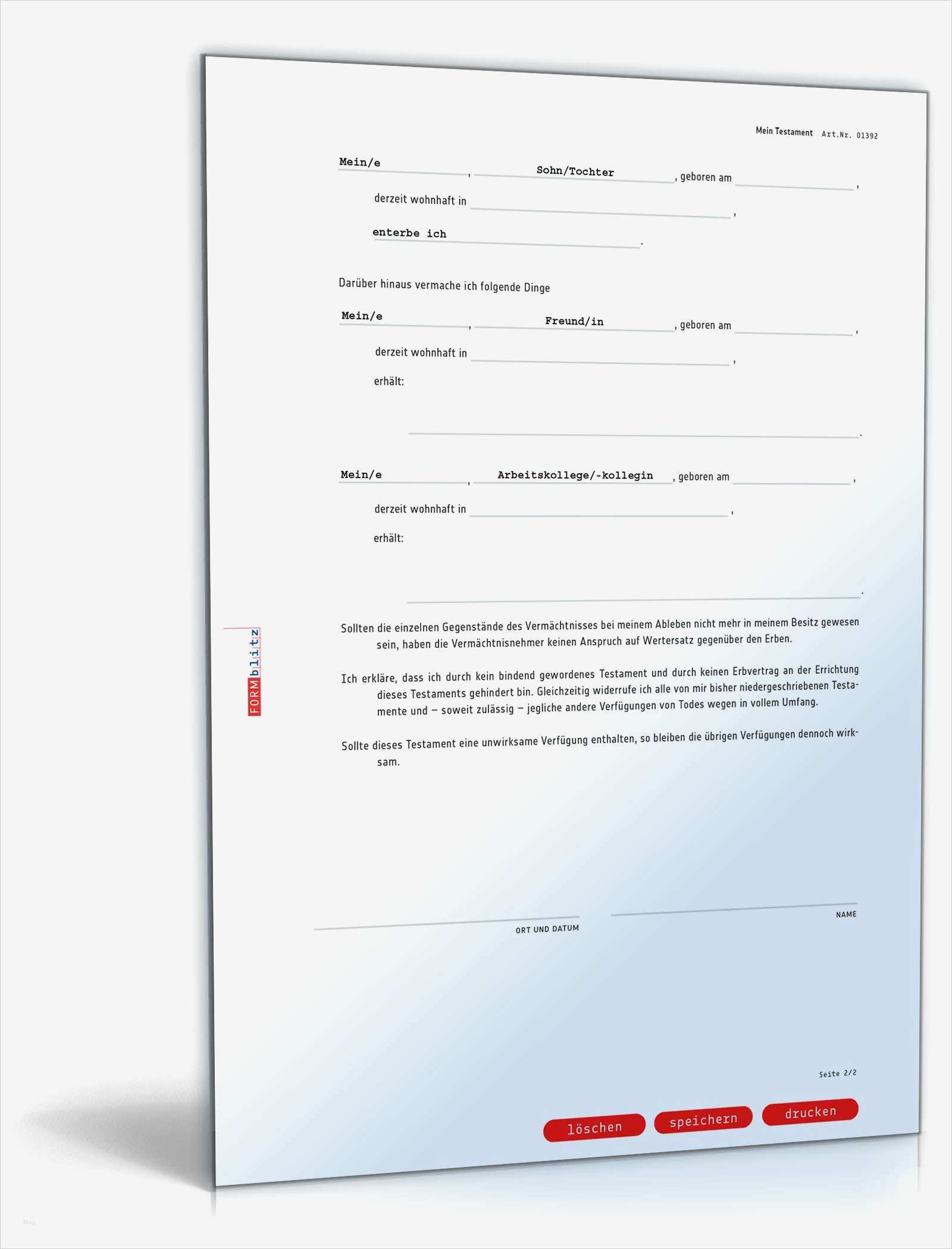 Einfaches Testament Vorlage Schönste Einfaches Testament Rechtssicheres Muster Zum Download