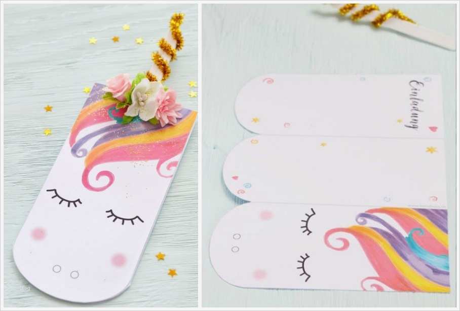 Einhorn Vorlage Zum Basteln Wunderbar Geburtstagseinladungen Basteln 7 Diy Einladungskarten Für