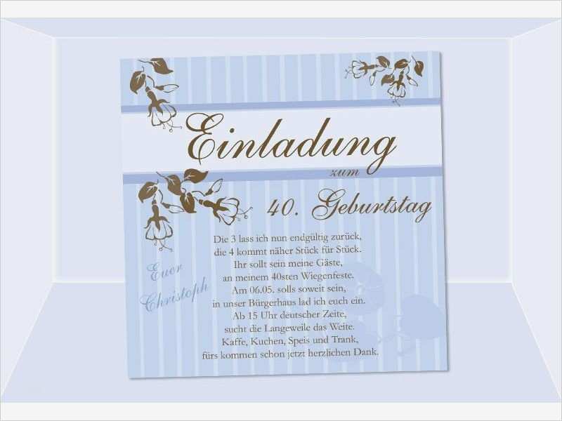 Einladung 40 Geburtstag Vorlagen Kostenlos Wunderbar Einladung Zum 40 Geburtstag