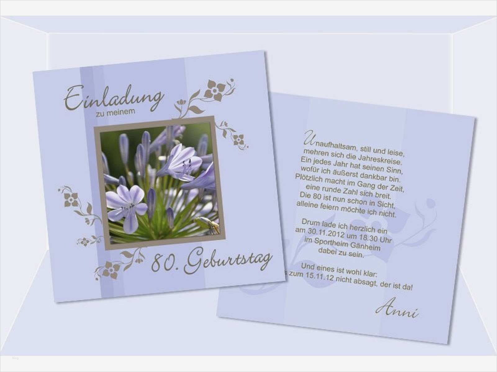 Einladung 80 Geburtstag Vorlage Angenehm Einladung 80 Geburtstag
