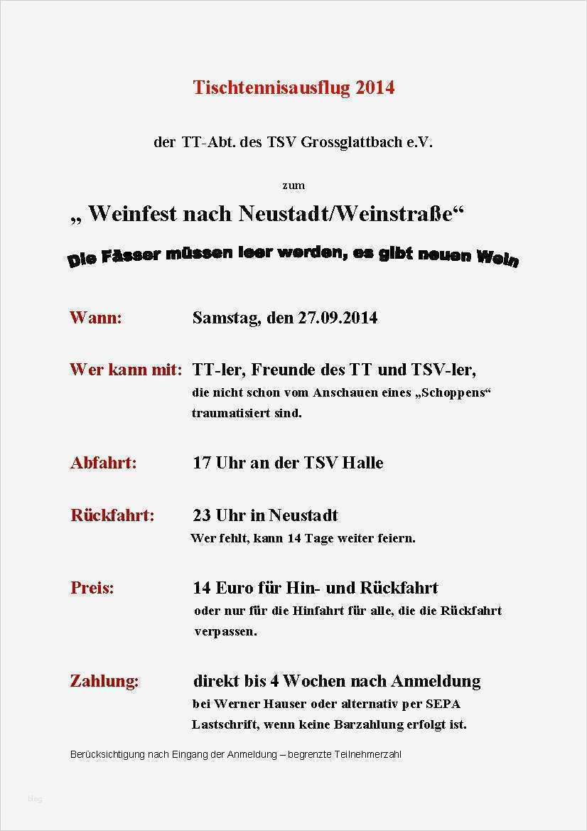 Einladung Ausflug Vorlage Erstaunlich Einladung Zum Tt Ausflug 2014 Tsv Großglattbach