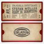 Einladung Eintrittskarte Vorlage Kostenlos Hübsch Altes Kinoticket Als Geburtstagseinladungen In Rot Vintage