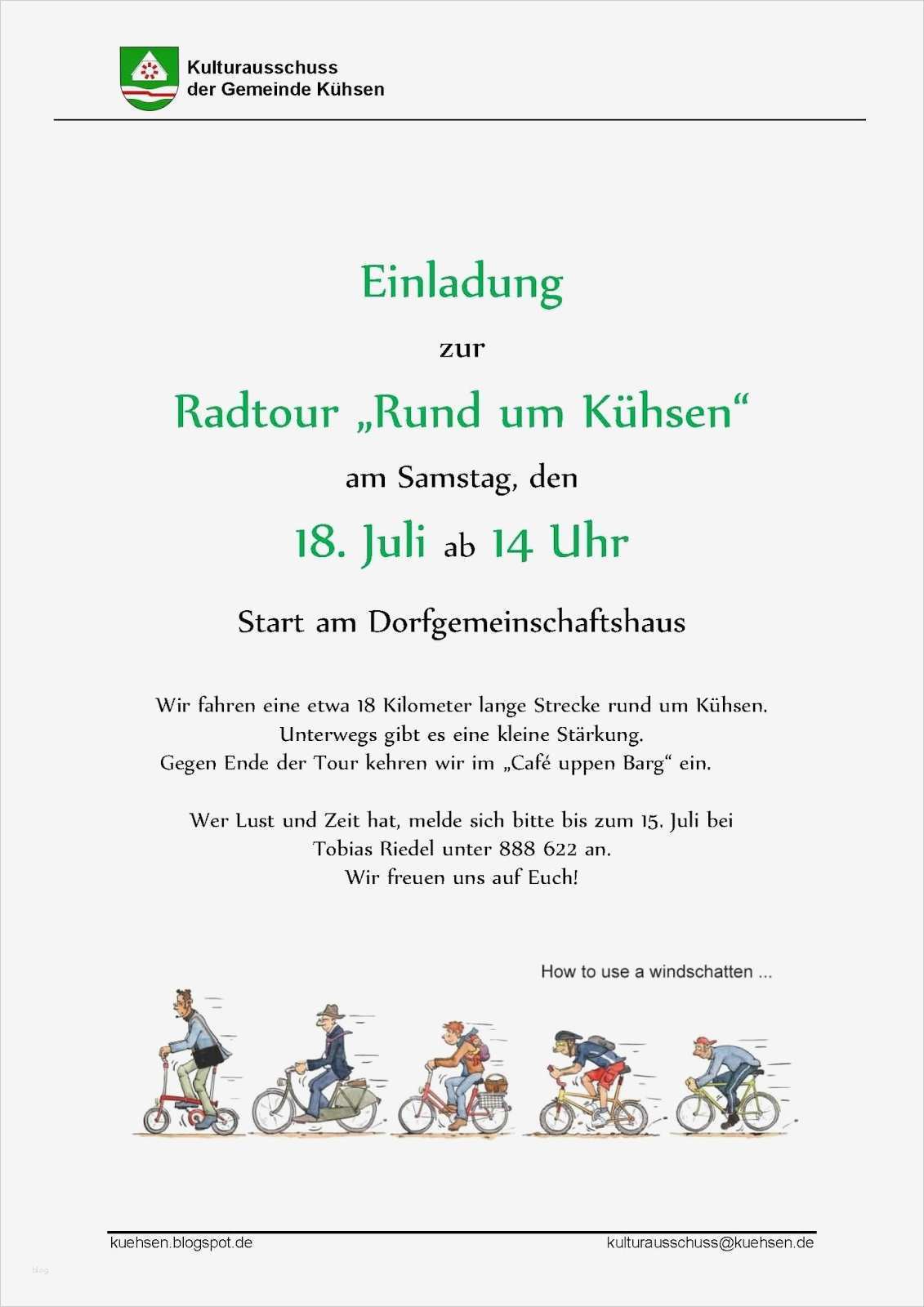 Einladung Fahrradtour Vorlage Best Of Kühsen