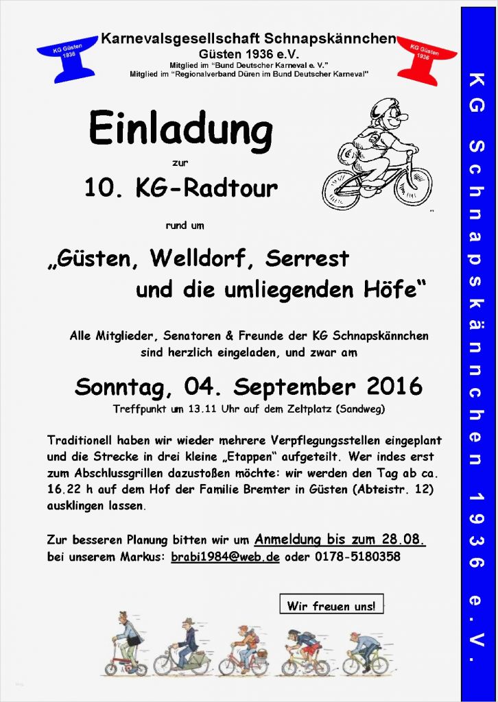 Einladung Fahrradtour Vorlage Beste Einladung Zur 10 Kg Radtour
