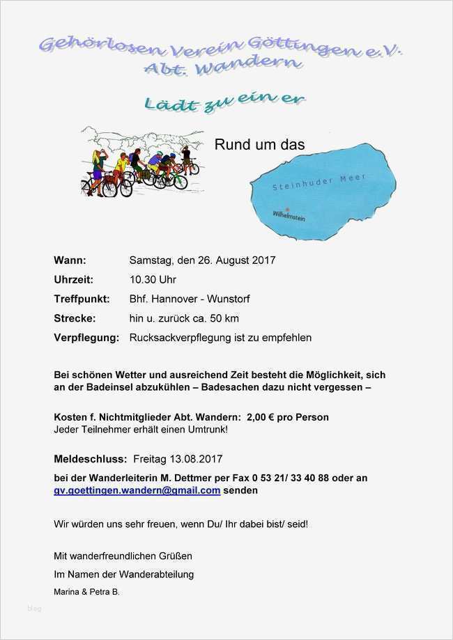 Einladung Fahrradtour Vorlage Hübsch Abt Wandern Einladung Fahrradtour Und Um Das Steinhuder