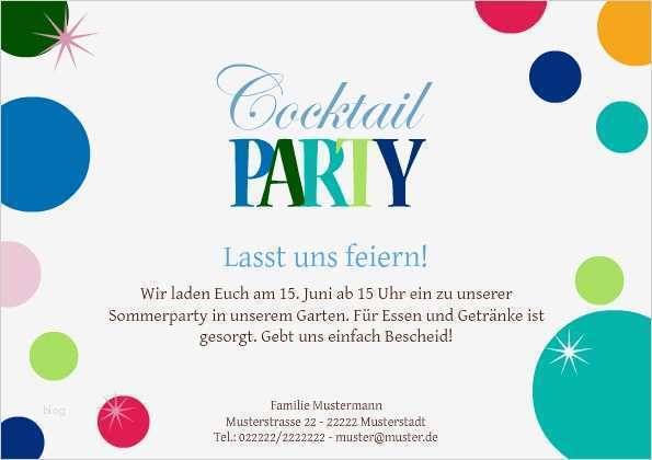 Einladung Gartenparty Vorlage Großartig Einladung Cocktailparty Colored Balls