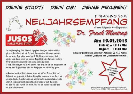 Einladung Neujahrsempfang Vorlage Cool Einladung Zu Unserem Neujahrsempfang Jusos Karlsruhe Stadt