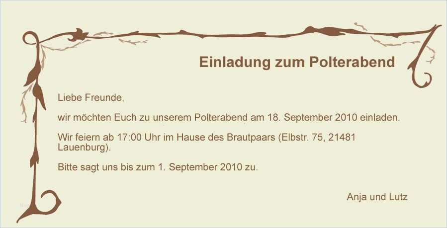 Einladung Polterabend Vorlage Kostenlos Hübsch Einladung Polterabend Muster – Travelslow