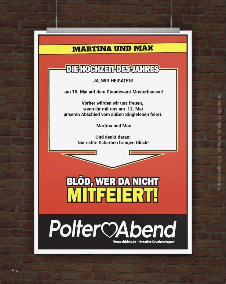 Einladung Polterabend Vorlage Kostenlos Wunderbar Drucke Selbst Witzige Einladung Zum Polterabend