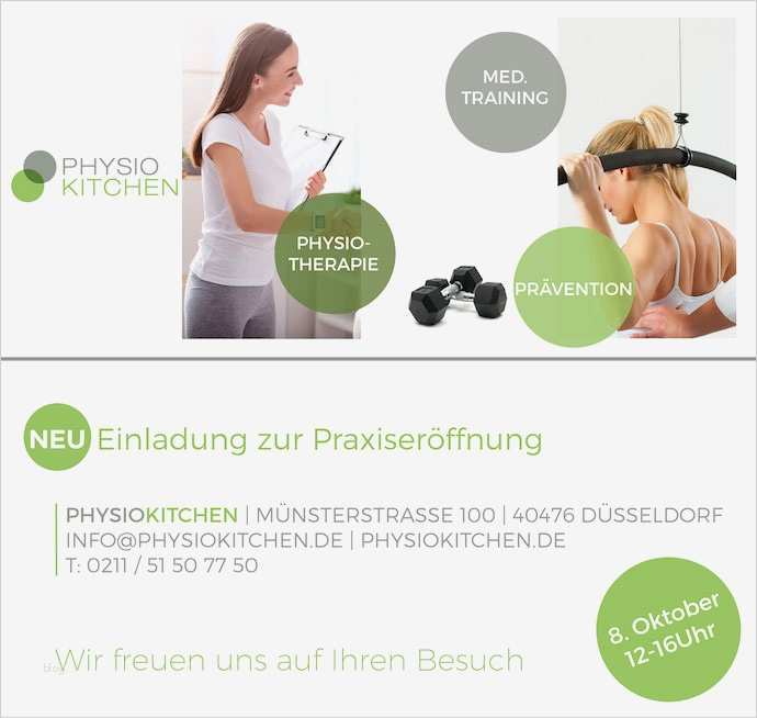Einladung zur Praxiseröffnung physiokitchen